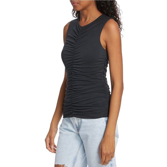 Rag & Bone Christy Ruched Tank in Black - Picture 4 of 12